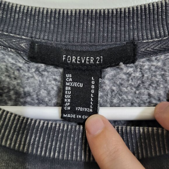 FOREVER 21 Large Fleece Sweatshirt Pullover Mini Dress Charcoal Washed Gray - Picture 3 of 7